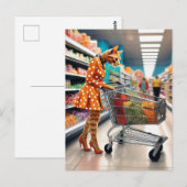 Kat in de supermarkt briefkaart (Voorkant / Achterkant)