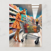 Kat in de supermarkt briefkaart (Voorkant)