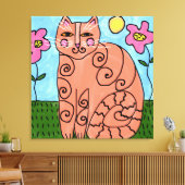 Kat in de tuin Abstract schilderen Canvas Afdruk (Insitu (Woonkamer))