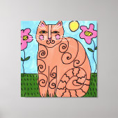 Kat in de tuin Abstract schilderen Canvas Afdruk (Voorkant)