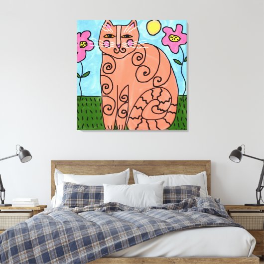 Kat in de tuin Abstract schilderen Canvas Afdruk (Insitu (Slaapkamer))