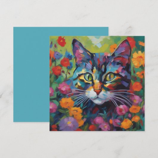 Kat In De Tuin Groeten Kaart (Voorkant / Achterkant)