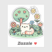 Kat In De Tuin - Schattige Kitty Sticker (Vel)