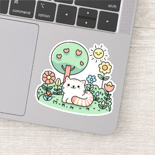 Kat In De Tuin - Schattige Kitty Sticker