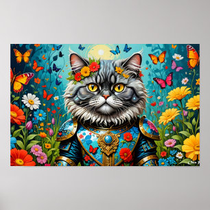 Kat in de tuin van aardse lekkernijen 2 poster