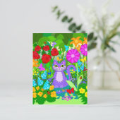 Kat in de tuin van Fantasy Flowers Butterflies Lad Briefkaart (Staand voorkant)