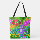 Kat in de tuin van Fantasy Flowers Butterflies Lad Tote Bag (Voorkant)