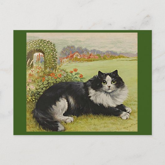 Kat in de tuin van Louis Wain Briefkaart (Voorkant)