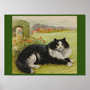 Kat in de tuin van Louis Wain Card Poster