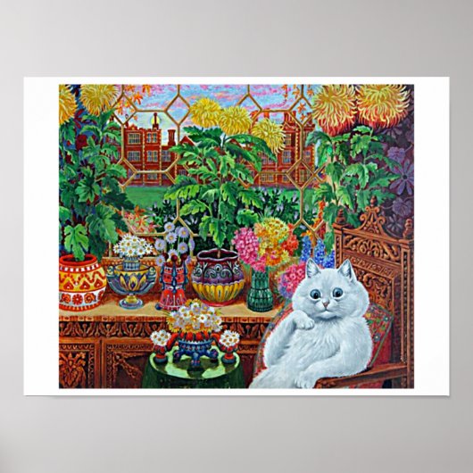 Kat in de tuin van Louis Wain Poster (Voorkant)