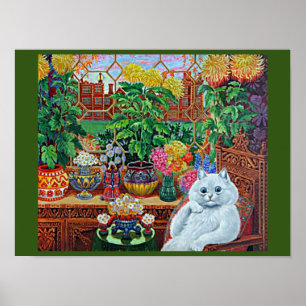 Kat in de tuin van Louis Wain Poster