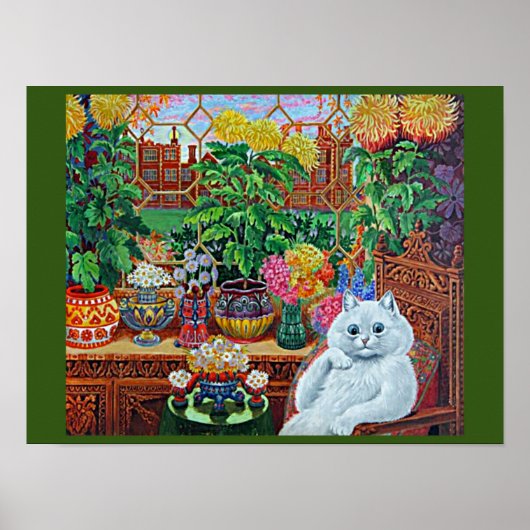 Kat in de tuin van Louis Wain Poster (Voorkant)