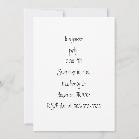 Kat in de tuinuitnodiging/kaart kaart (Achterkant)