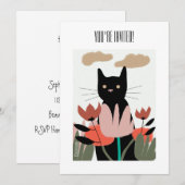 Kat in de tuinuitnodiging/kaart kaart (Voorkant / Achterkant)