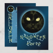 Kat in de uitnodigingen van de Moon Halloween-part (Voorkant / Achterkant)