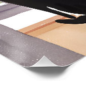 Kat in de vensterbank | Silhouet Waterverf Perfect Poster (Hoek)