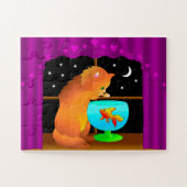 Kat in de viskom legpuzzel (Horizontaal)