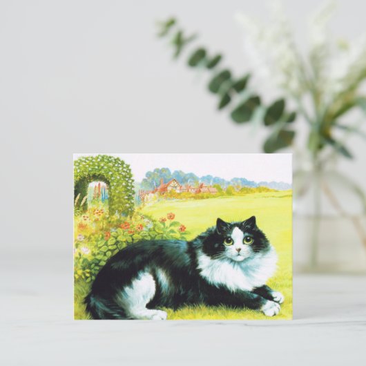 Kat in de Vloertuin, Louis Wain Briefkaart (Staand voorkant)