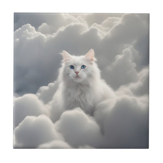 Kat in de wolken tegeltje (Voorkant)