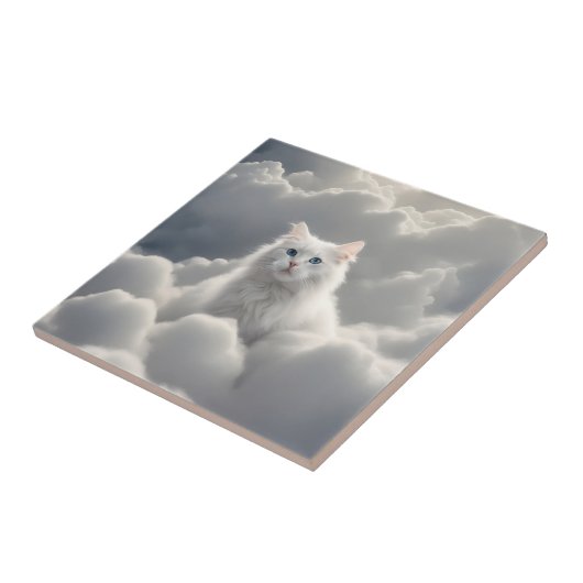 Kat in de wolken tegeltje (Zijkant)