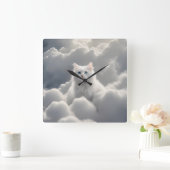 Kat in de wolken vierkante klok (Huis)