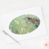 Kat in de zomerweide, Bruno Liljefors Ovale Sticker (Envelop)