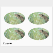 Kat in de zomerweide, Bruno Liljefors Ovale Sticker (Vel)