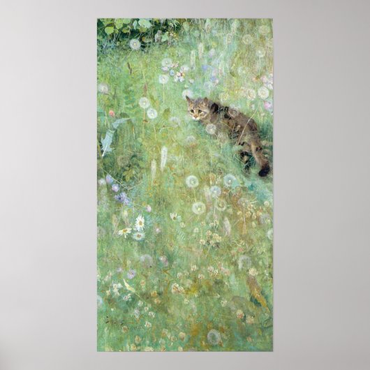 Kat in de zomerweide, Bruno Liljefors Poster (Voorkant)