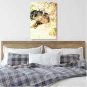 Kat in de zon, Bruno Liljefors Canvas Afdruk (Insitu (Slaapkamer))