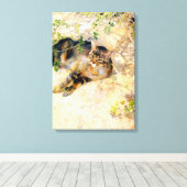 Kat in de zon, Bruno Liljefors Canvas Afdruk (Insitu (Houten vloer))