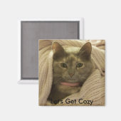 Kat in dekens, laten we Cosy Magnet halen (Voorkant / Achterkant)