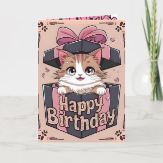 Kat in doos bedankkaart