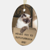 Kat in doos keramisch ornament (Links)