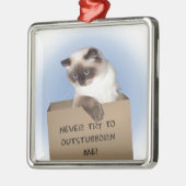Kat in doos metalen ornament (Links)