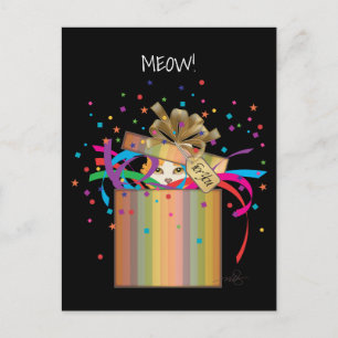 Kat in doos uitnodiging briefkaart