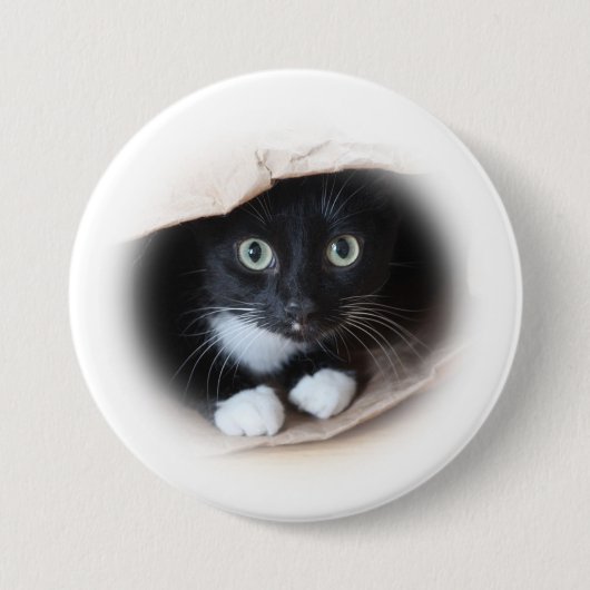 Kat in een b-ag ronde button 7,6 cm (Voorkant)