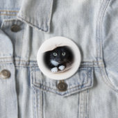 Kat in een b-ag ronde button 7,6 cm (In situ)