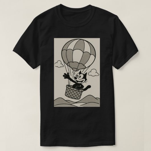 Kat in een ballonmand t-shirt (Design voorkant)