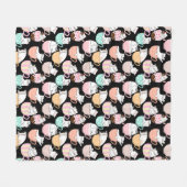 Kat in een bekerpatroon 01 W Fleece Deken (Voorkant (Horizontaal))