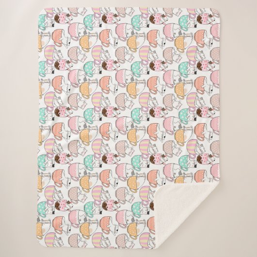 Kat in een bekerpatroon 01 W Sherpa Deken (Voorkant)