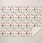 Kat in een bekerpatroon 01 W Sherpa Deken (Voorkant (horizontaal))