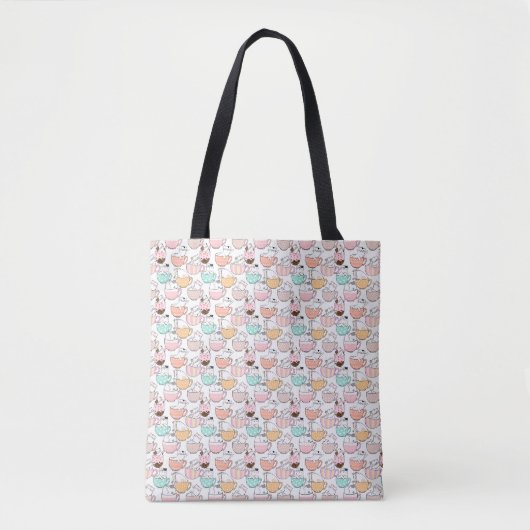 Kat in een bekerpatroon 01 W Tote Bag (Voorkant)