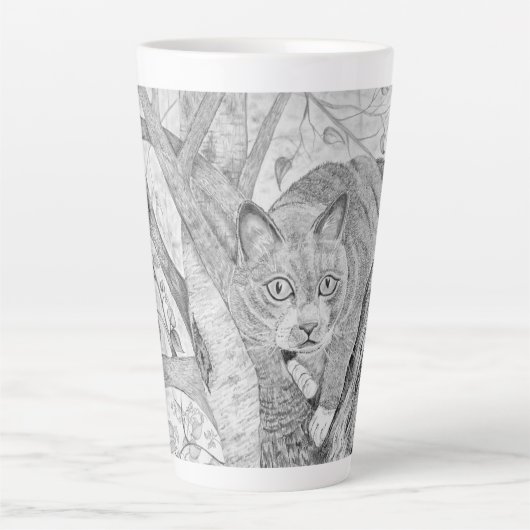 Kat in een boom latte mok (Voorkant)