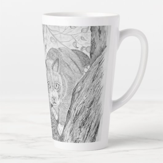 Kat in een boom latte mok (Rechts)