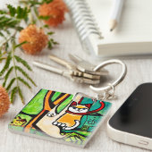 Kat in een boom sleutelhanger (Voorkant Rechts)