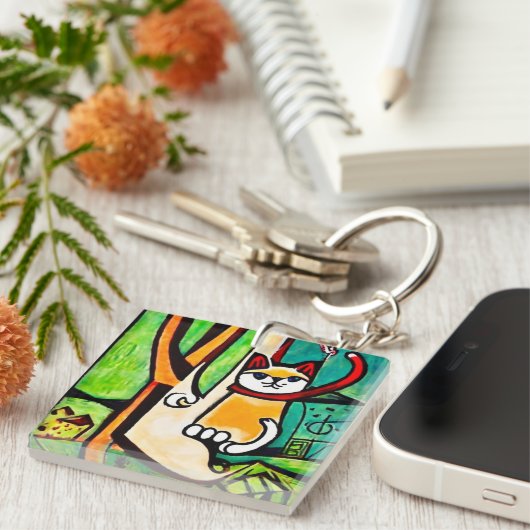 Kat in een boom sleutelhanger (Voorkant Rechts)