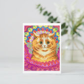 Kat in een decoratief patroon, Louis Wain Briefkaart (Staand voorkant)