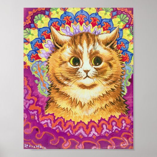 Kat in een decoratief patroon, Louis Wain Poster (Voorkant)