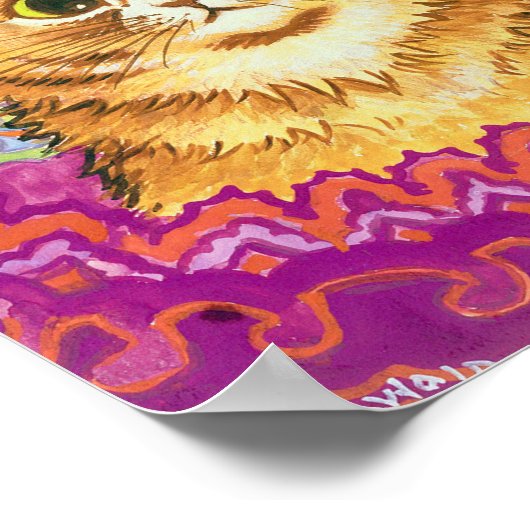Kat in een decoratief patroon, Louis Wain Poster (Hoek)