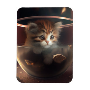 kat in een doorzichtige teacup flexibele fotomagne magneet